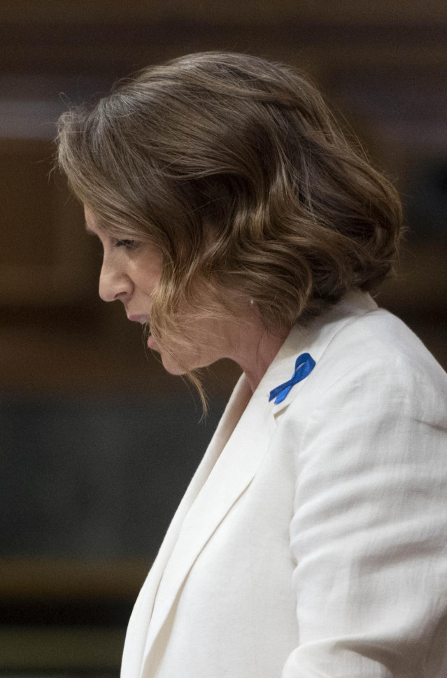 La secretaria general y portavoz del PP, Cuca Gamarra, interviene durante la primera jornada de la 26 edición del Debate sobre el Estado de la Nación, en el Congreso de los Diputados, a 12 de julio de 2022, en Madrid (España).