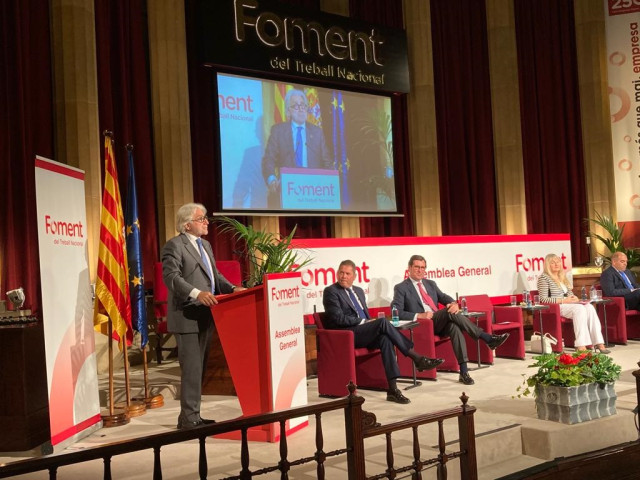 El presidente de Foment de Treball, Josep Sánchez Llibre, este lunes en la sede de la patronal.