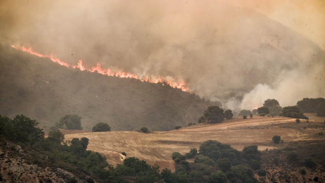 Vista general del incendio de Valdepeñas de la Sierra, a 19 de julio de 2022, en Valdepeñas de la Sierra, Guadalajara, Castilla La Mancha (España).