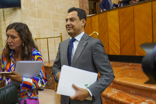 Primera jornada del debate de investidura del presidente de la Junta de Andalucía de la XII legislatura con la intervención del candidato del PP-A, Juanma Moreno a 20 de julio del 2022 en Sevilla (Andalucía, España)