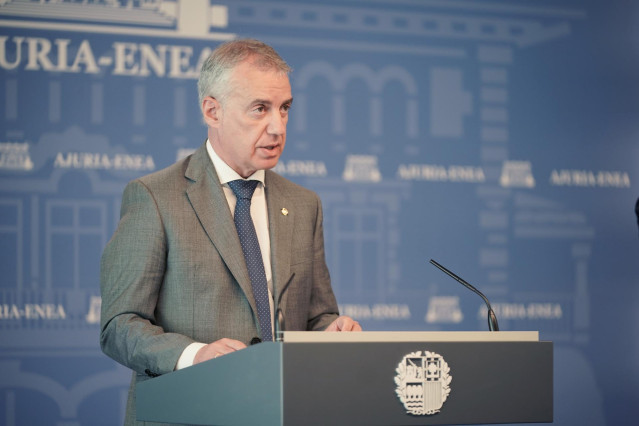 El lehendakari, Iñigo Urkullu, comparece en la sede de Presidencia del Gobierno, en Vitoria, Álava, Euskadi (España).