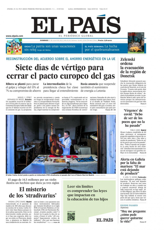 Portada de El País.