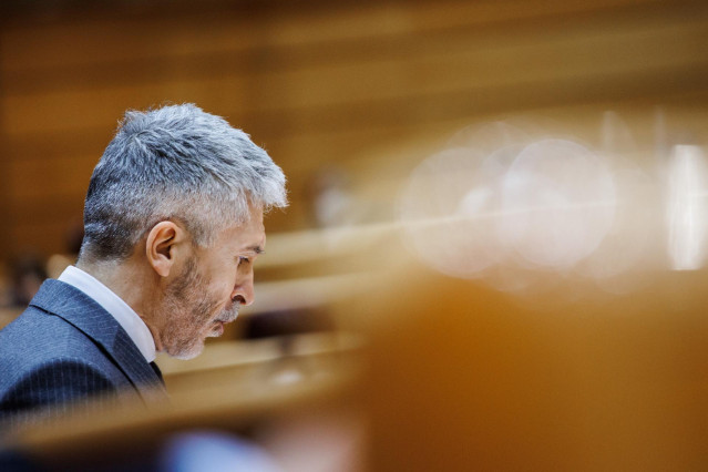 Archivo - El ministro del Interior, Fernando Grande-Marlaska, en un pleno en el Senado