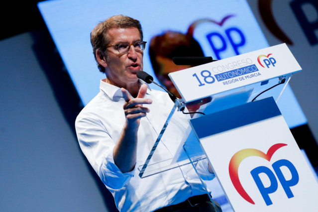 Archivo - XVIII Congreso autonómico del Partido Popular de la Región de Murcia. En la imagen, el presidente del PP, Alberto Núñez Feijóo.