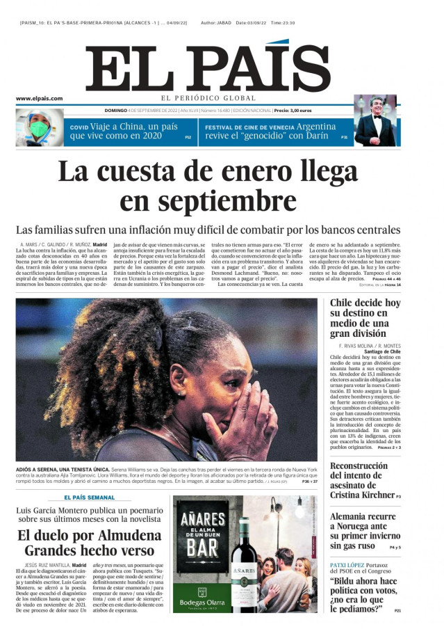 Portada de El País.