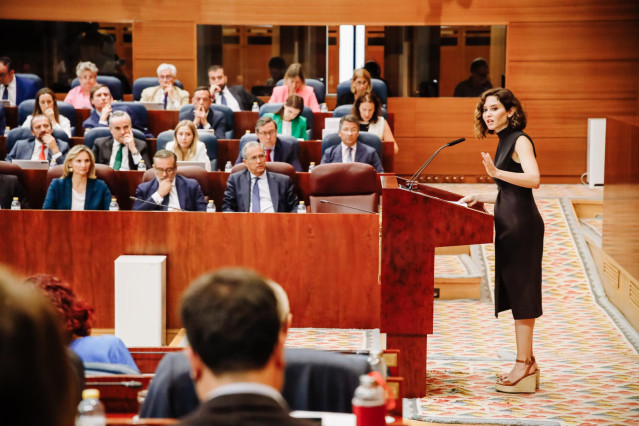Archivo - La presidenta de la Comunidad de Madrid, Isabel Díaz Ayuso, interviene en una sesión plenaria, en la Asamblea de Madrid, a 23 de junio de 2022, en Madrid (España). El tema central de este pleno es la explicación de la presidenta de la Comunidad