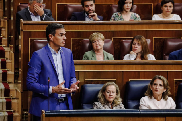 El presidente del Gobierno, Pedro Sánchez, interviene durante una sesión plenaria en el Congreso de los Diputados, a 14 de septiembre de 2022, en Madrid (España).