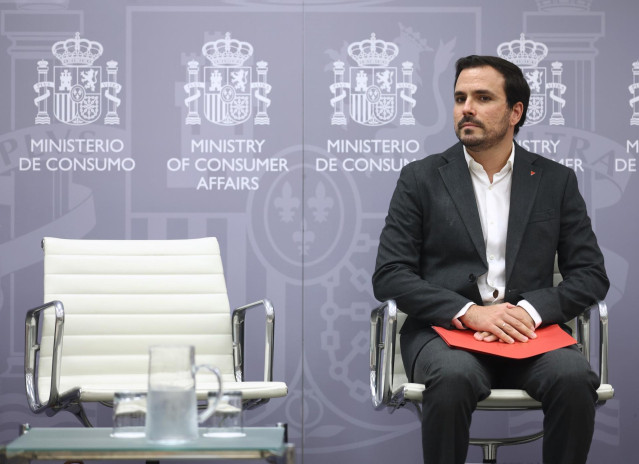 El ministro de Consumo, Alberto Garzón, durante la presentación del informe de la Agencia Española de Seguridad Alimentaria y Nutrición (AESAN), en la sede del Ministerio, a 19 de septiembre de 2022, en Madrid (España).