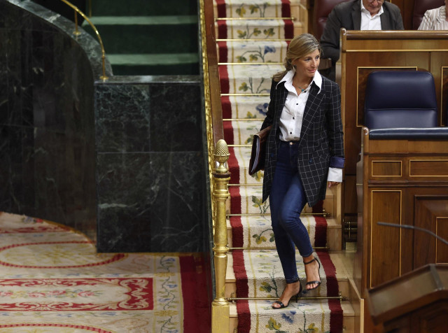 La vicepresidenta segunda y ministra de Trabajo y Economía Social, Yolanda Díaz, a su llegada a una sesión plenaria en el Congreso de los Diputados, a 21 de septiembre de 2022.