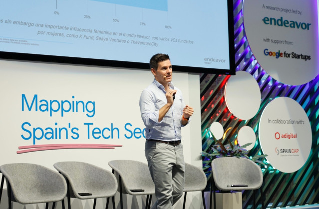 El director general de Endeavor España, Antonio Iglesias, presenta el informe 'Mapping Spain's Tech Sector' este jueves 22 de septiembre en Madrid