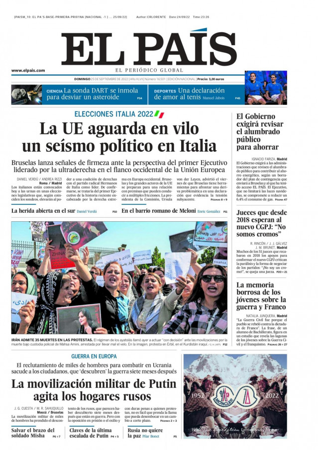 Portada de El País.