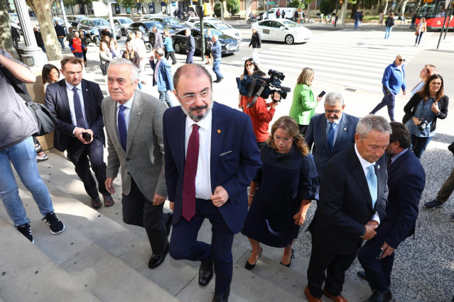 El presidente del Gobierno de Aragón, Javier Lambán, en el Edificio Paraninfo.