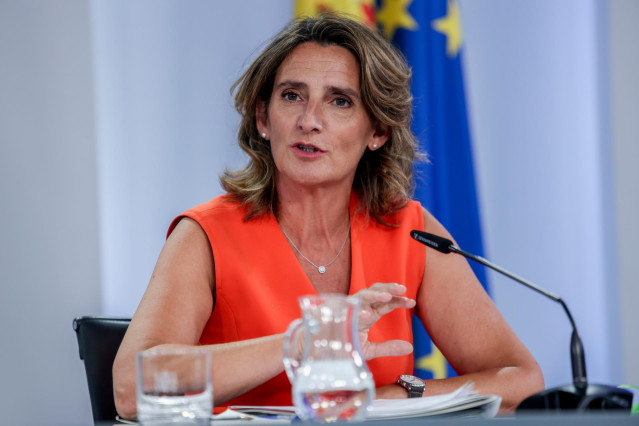 La vicepresidenta tercera y ministra para la Transición Ecológica, Teresa Ribera, en una rueda de prensa, en La Moncloa, en una imagen de archivo