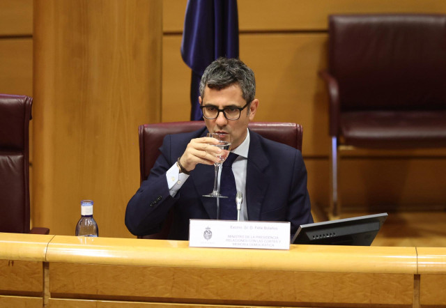 Archivo - El ministro de la Presidencia, Relaciones con las Cortes y Memoria Democrática, Félix Bolaños, interviene en el Congreso Internacional ‘El Trienio Laboral doscientos años después.