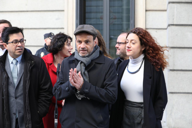 Archivo - (Los diputados de En Comú Podem, Gerardo Pisarello; Jaume Asens y Aina Vidal, en el Congreso
