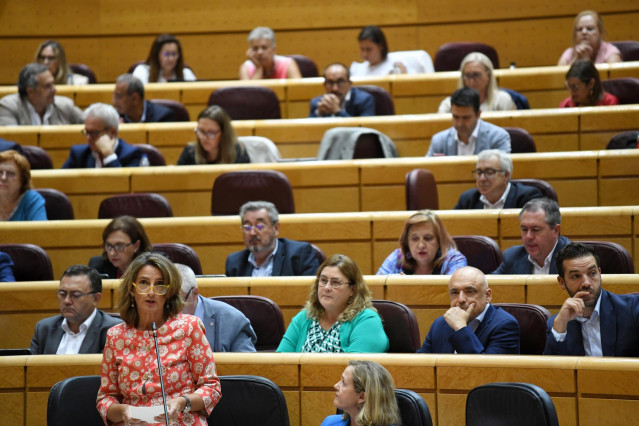 La vicepresidenta tercera y ministra para la Transición Ecológica, Teresa Ribera, interviene durante una sesión de control al Gobierno en el Senado, a 20 de septiembre de 2022, en Madrid (España). El Senado celebra la primera sesión de control al Gobierno