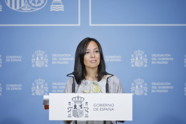 La delegada del Gobierno en Madrid, Mercedes González, en rueda de prensa para explicar la asignación a la Comunidad de Madrid de los PGE 2023