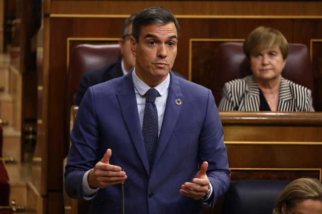 El presidente del Gobierno, Pedro Sánchez, en la sesión de control del Congreso.
