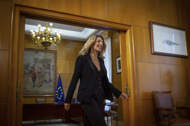 La vicepresidenta segunda del Gobierno y ministra de Trabajo y Economía Social, Yolanda Díaz, a su llegada para recibir la Memoria Anual de la Fiscalía General del Estado, en la sede del Ministerio, a 7 de noviembre de 2022, en Madrid (España).