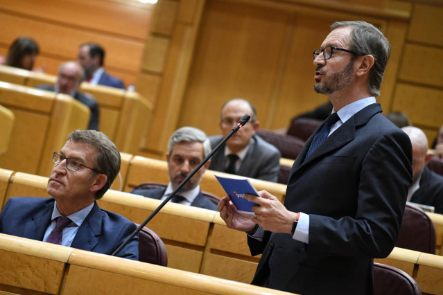 Archivo - El portavoz del PP en el Senado, Javier Maroto, durante una sesión de control.