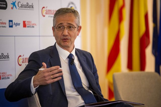 El gobernador del Banco de España, Pablo Hernández de Cos, este viernes en Castell-Platja d'Aro (Girona)