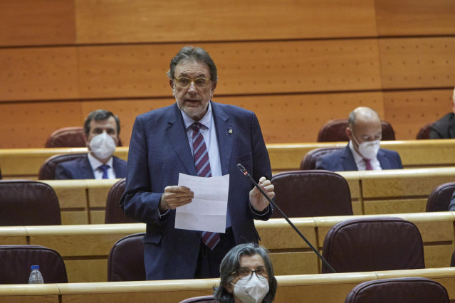 Archivo - El portavoz del grupo parlamentario nacionalista en el Senado, Josep Lluís Cleries i Gonzàlez durante una sesión de control al Gobierno en el Senado, en Madrid (España), a 2 de febrero de 2021. Durante el pleno, el Ejecutivo se enfrenta esta vez