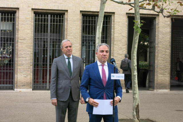 El coordinador general del PP, Elías Bendodo, en Zaragoza.