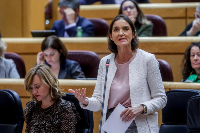 La ministra de Industria, Comercio y Turismo, Reyes Maroto, en una sesión de control al Gobierno, en el Senado, a 15 de noviembre de 2022, en Madrid (España).