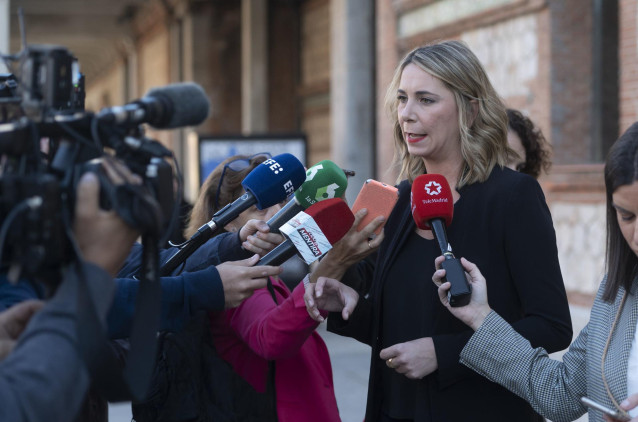 Archivo - La portavoz del Grupo Municipal Socialista en el Ayuntamiento de Madrid, Mar Espinar, ofrece declaraciones a los medios de comunicación