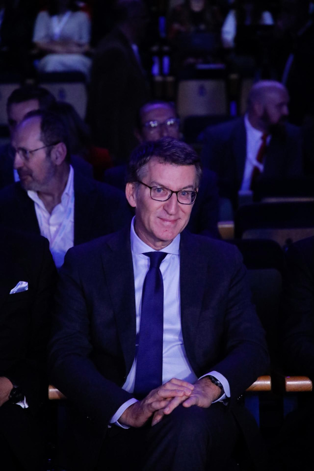 El presidente del Partido Popular, Alberto Núñez Feijóo, a su llegada a la inauguración de la segunda edición de eXpo Ganvam, a 15 de noviembre de 2022, en Madrid (España).
