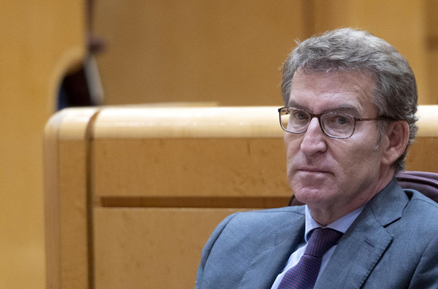 El presidente del Partido Popular, Alberto Núñez Feijóo, en una sesión de control al Gobierno en el Senado, a 25 de octubre de 2022, en Madrid (España). El Senado celebra hoy una sesión de control al Gobierno después del debate que vivieron la semana pasa