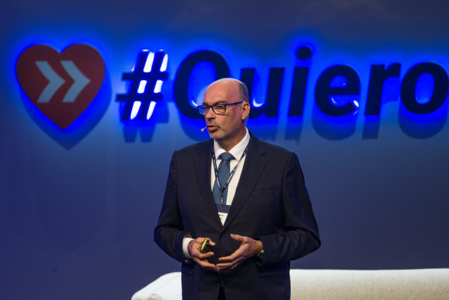 El presidente de Telefonica España, Emilio Gayo, durante el VI acto empresarial por el Corredor Mediterráneo.