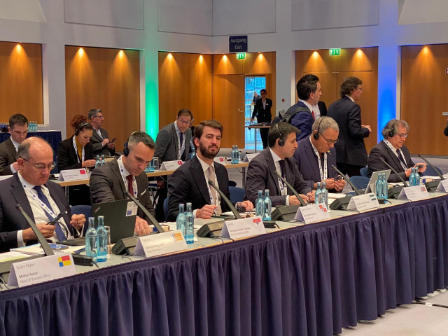 García-Gallardo durante su intervención en la reunión del ARA, en Leipzig.