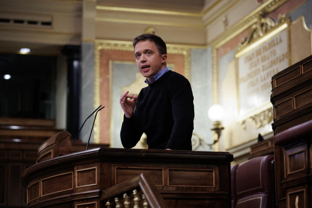 El líder de Más País, Íñigo Errejón, en una sesión plenaria en el Congreso de los Diputados