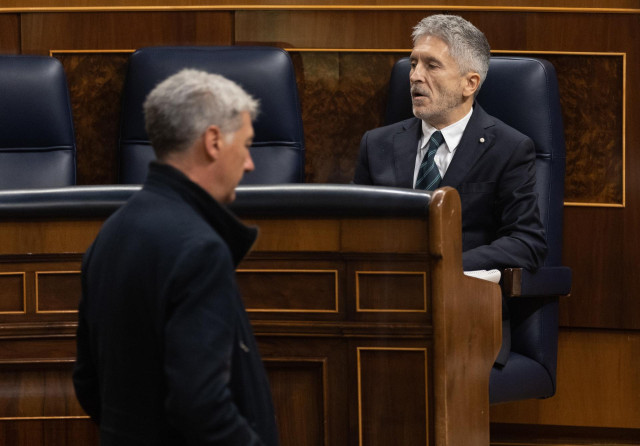 El ministro del Interior, Fernando Grande-Marlaska, durante su comparecencia en el Congreso
