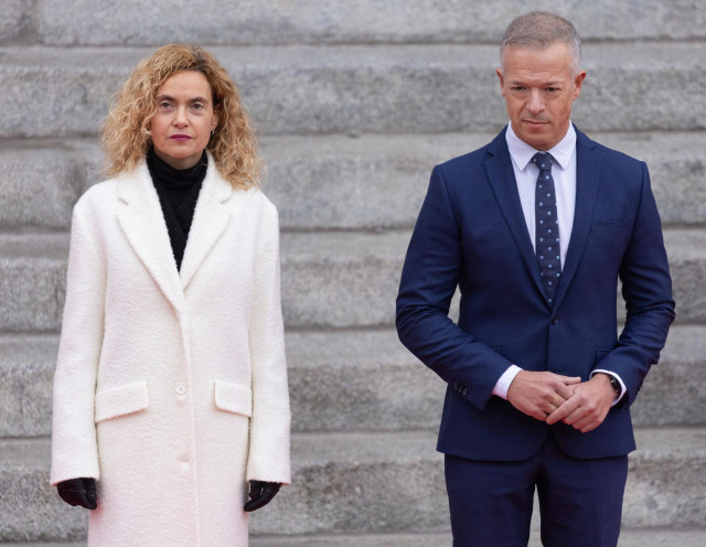 La presidenta del Congreso, Meritxell Batet y el presidente del Senado, Ander Gil, durante el acto institucional por el Día de la Constitución en el Congreso de los Diputados, a 6 de diciembre de 2022.