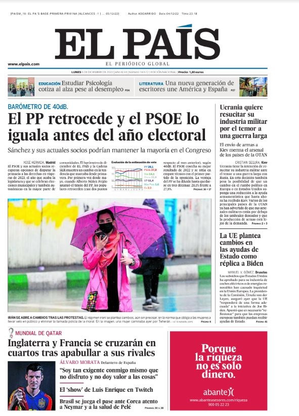 Portada de El País.