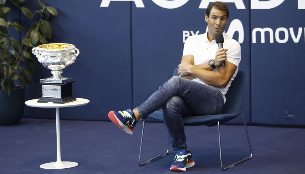 El tenista mallorquín rafa Nadal durante una rueda de prensa en Palma