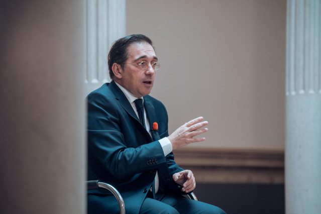 El ministro de Asuntos Exteriores, Unión Europea y Cooperación, José Manuel Albares, durante una entrevista para Europa Press en el Palacio de Viana