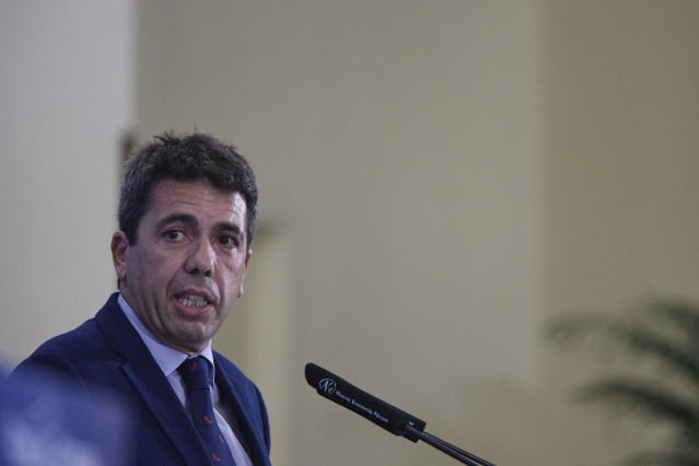 Archivo - El líder del PP de la Comunidad Valenciana, Carlos Mazón, interviene durante el desayuno informativo organizado por Nueva Economía Fórum, en el Hotel Intercontinental, a 28 de noviembre de 2022, en Madrid (España).
