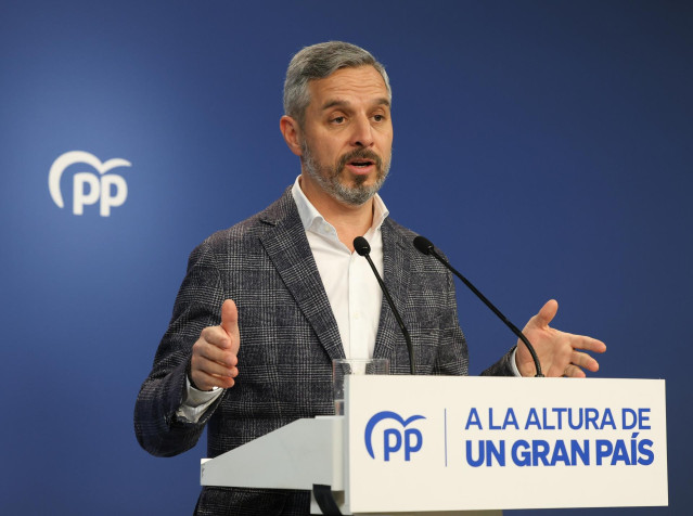 El vicesecretario de Economía del Partido Popular, Juan Bravo, ofrece una rueda de prensa, a 2 de enero de 2023, en Madrid (España). Juan Bravo se ha congratulado de los resultados que las encuestas pronostican para su partido de cara al año electoral, ce