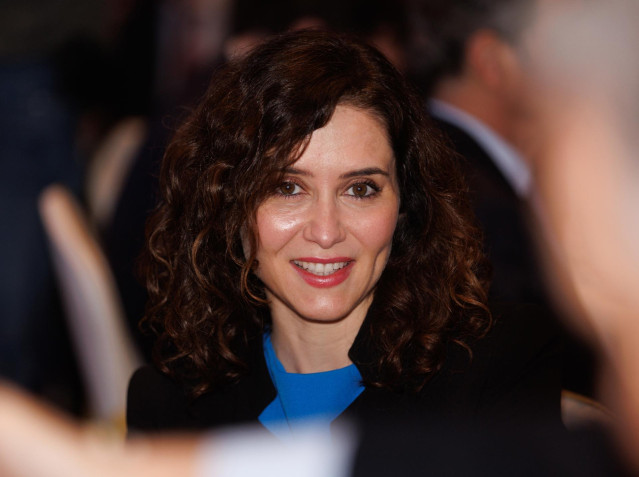 La presidenta de la Comunidad de Madrid, Isabel Díaz Ayuso, durante un desayuno coloquio en la XIII Edición del Foro Spain Investors Day en en el Hotel Mandarín Oriental Ritz, a 12 de enero de 2023