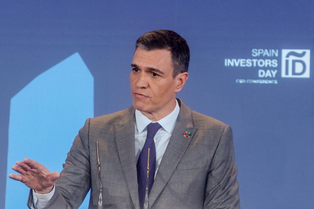 El presidente del Gobierno, Pedro Sánchez, clausura la XIII Edición del Foro Spain Investors Day en el Hotel Mandarín Oriental Ritz, a 12 de enero de 2023, en Madrid (España). La XIII Edición del Foro Spain Investors Day (SID) cuenta con la presencia de 4