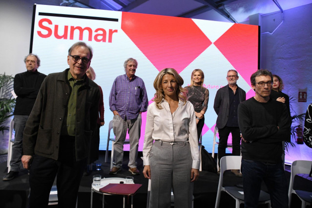 La vicepresidenta segunda y ministra de Trabajo y Economía Social, Yolanda Díaz, durante un acto de SUMAR en Espacio Rastro, a 10 de enero de 2023, en Madrid (España).