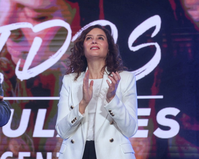 La presidenta de la Comunidad de Madrid y presidenta del Partido Popular (PP) de Madrid, Isabel Díaz Ayuso, inaugura la tercera jornada 'Popular', 'La persona en el centro', en el Auditorio Joaquín Rodrigo de Las Rozas, a 13 de enero de 2023, en Las Rozas