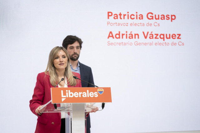 La coordinadora autonómica de Ciudadanos, Patricia Guasp, ofrece una rueda de prensa de la candidatura ganadora de las primarias para liderar Ciudadanos ‘Renace tu partido’, en la sede nacional de Cs, a 13 de enero de 2023, en Madrid (España).