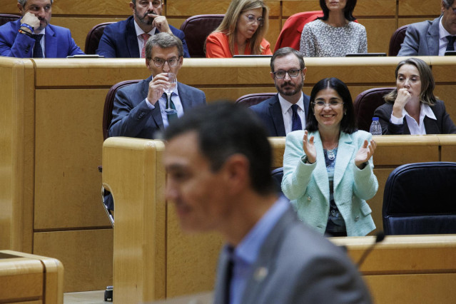 Archivo - El presidente del Gobierno, Pedro Sánchez, interviene durante su segundo 'cara a cara' en el Senado, a 18 de octubre de 2022, en Madrid (España).