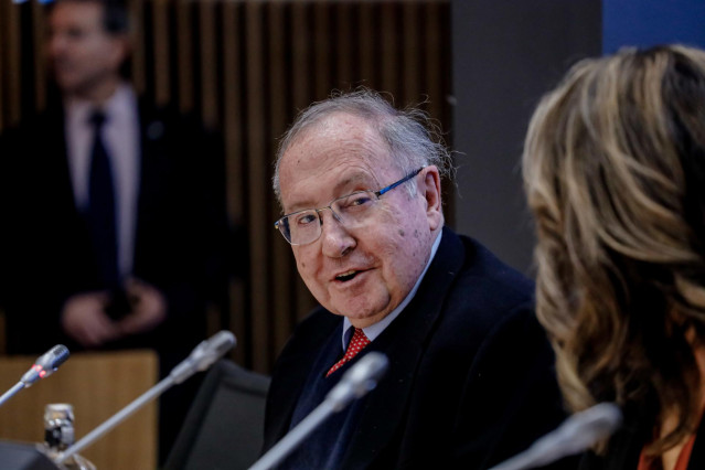 El presidente de la Cámara de Comercio de España, José Luis Bonet, interviene durante el encuentro empresarial 'México y España, una apuesta de futuro', en la sede de CEOE, a 16 de enero de 2023, en Madrid (España). Los próximos días 16, 17 y 18 de enero,