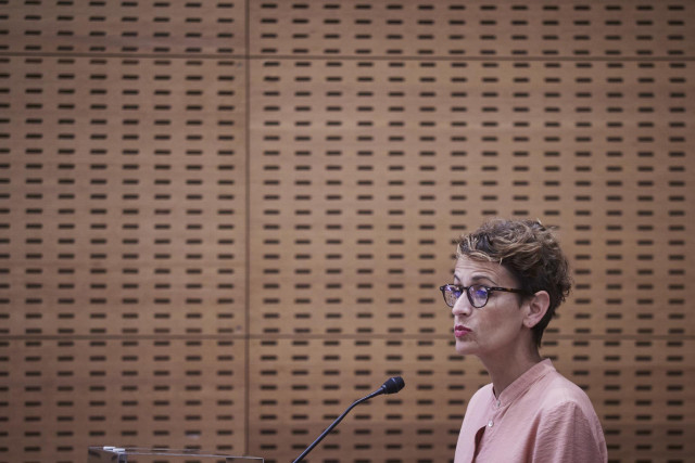 Archivo - La presidenta del Gobierno navarro, María Chivite, interviene en la presentación del Plan de Ciencia, Tecnología e Innovación de Navarra 2021-2025, en Pamplona, Navarra (España).