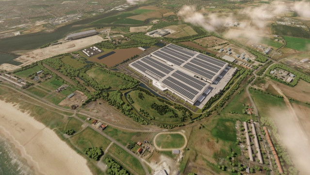 Representación digital de cómo sería la fábrica de baterías de Britishvolt